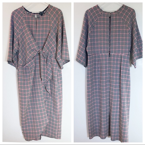 NEW Topshop Check Super Cute Midi Dress Size 14 - Picture 1 of 3